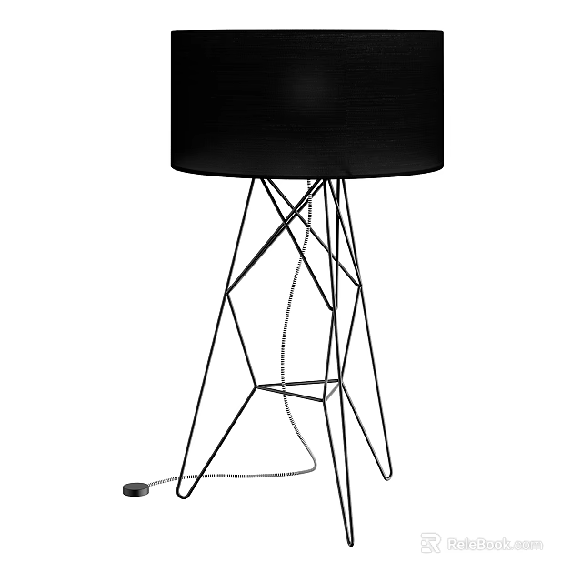 Modern Floor Lamp With Black Fabric Shade And Geometric Metal Frame 3d model 