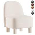 Modern Upholstered Single Chair With Rounded Backrest In Brown And White Fabric