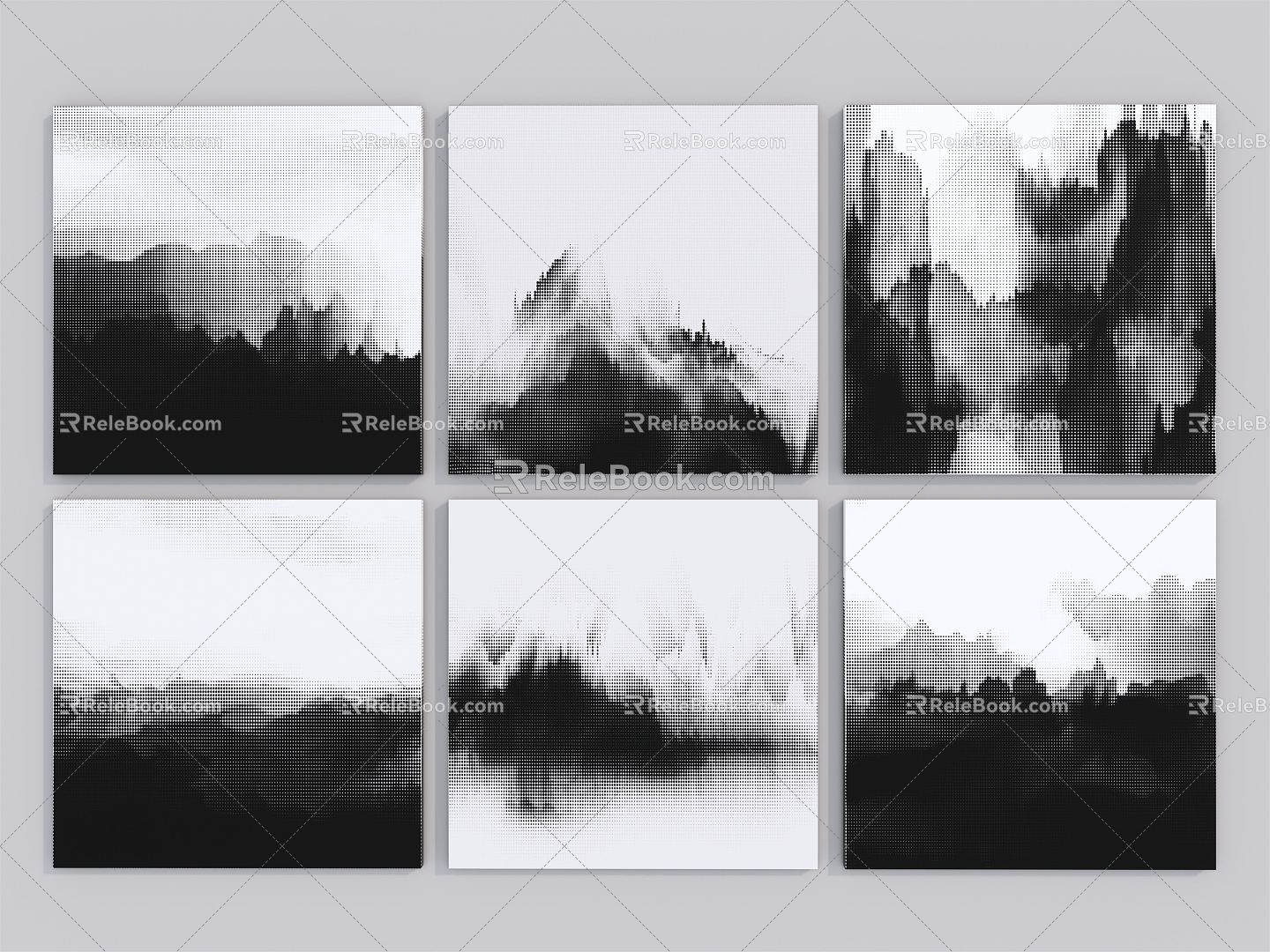 New Chinese Decorative Painting Black Abstract Landscape Decorative Painting 3d model