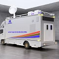 White Functional Vehicle With JL Logo Satellite Antenna And Blue Red Stripes