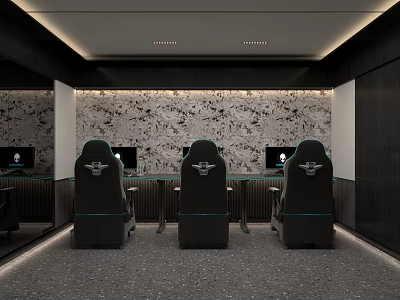 Upscale Modern Internet Cafe With Comfortable Gaming Chairs And Ambient Lighting For Great Gaming Experience 3d model