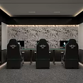 Upscale Modern Internet Cafe With Comfortable Gaming Chairs And Ambient Lighting For Great Gaming Experience