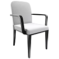 Modern Leisure Chair With Gray Fabric Seat Backrest And Black Armrests Legs
