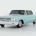 Classic Light Blue Vintage Sedan With Retro Design And White Roof