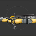 Yellow Motorcycle With Black Seat And Silver Wheels On Reflective Dark Surface