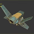 Blue Toy Model Airplane With Yellow Cockpit And Wing Structure Design