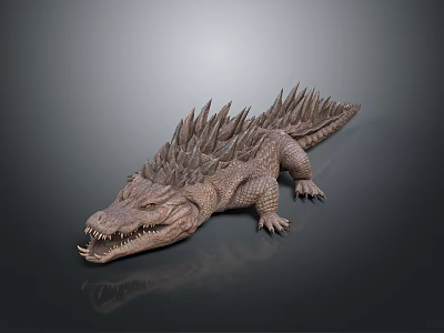 Realistic Crocodile 3D Sculpture With Spiked Back And Detailed Textured Skin Design 3d model