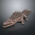 Realistic Crocodile 3D Sculpture With Spiked Back And Detailed Textured Skin Design