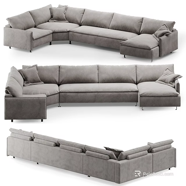 Gray Sectional Sofas In Different Configurations 3d model