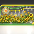 Floral Installation With Green Curved Frame Yellow Sunflowers Sun Pattern People Viewing Facing Sun