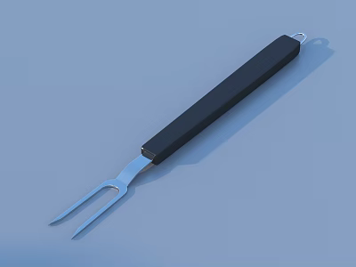 Sturdy Two Pronged Hardware Tool With Stainless Steel Fork And Black Handle 3d model
