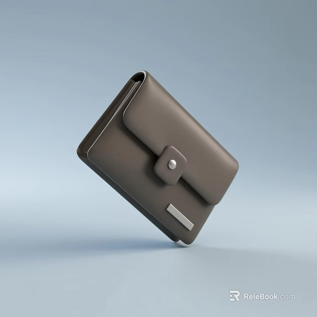 Everyday Practical Brown Leather Wallet With Buckle Closure And Sleek Design 3d model 