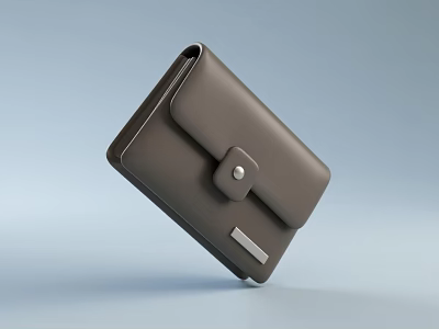 Everyday Practical Brown Leather Wallet With Buckle Closure And Sleek Design 3d model