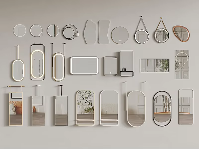 Various Stylish Mirrors With Different Shapes And Decorative Designs For Wall 3d model