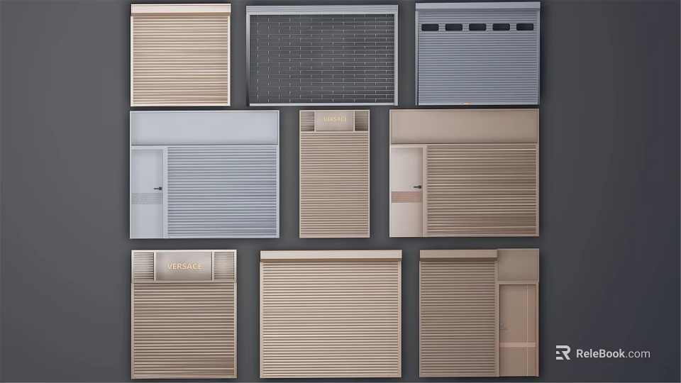 Various Roller Shutter Designs With Different Patterns And Color Options 3d model
