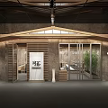 Modern Hotpot Restaurant Exterior Design With Wooden Glass Facade Entrance Lighting And Bamboo Plants
