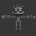 Blue Mechanical Robot Character Design With Square Head Gear Top And Limbs 3d model