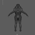 Full Body Futuristic Armored Game Movie Character In Blue White Sci Fi Costume