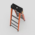 Durable Orange Ladder With Silver Steps Black Top And Non Slip Pads