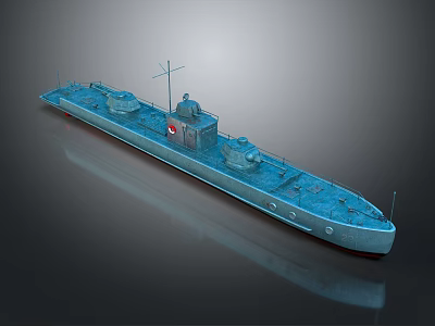 Blue Military Ship Model Featuring Superstructure Mast And Reflective Surface Details 3d model