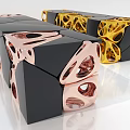 Modern Geometric Public Chairs With Black Gold Rose Gold Hollow Patterns And Sculptural Design
