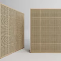 Minimalist Wooden Wardrobe With Grid Design And Woven Texture Panels