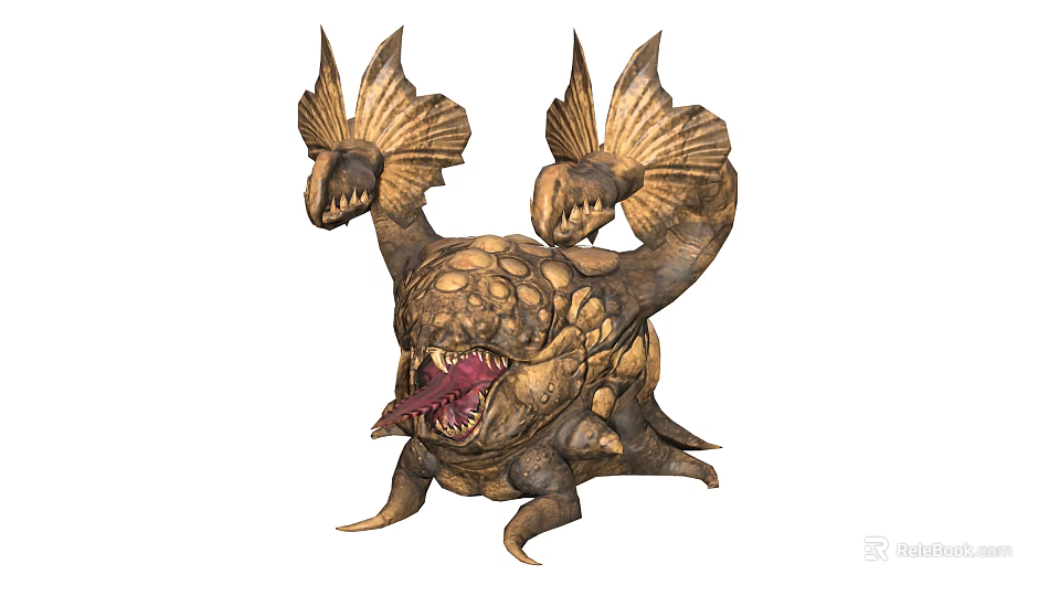 Mythical Creature Featuring Fish Like Fins Scaly Body Sharp Teeth And Open Mouth 3d model 