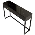 Modern Black Console Table With High Gloss Top Two Drawers And Metal Frame