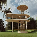 Modern Watchtower Flame Platform 3d model