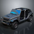 Rugged Gray Jeep Open Top With Doors Open And Off Road Tires