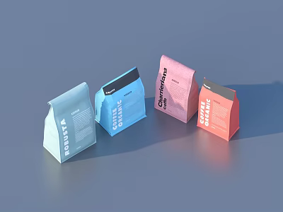 Colorful Daily Necessities Packaging Bags With Various Designs And Pastel Colors 3d model