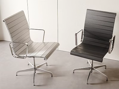 Modern Light Gray And Black Office Chairs With Metal Frame Armrests And Five Claw Base 3d model
