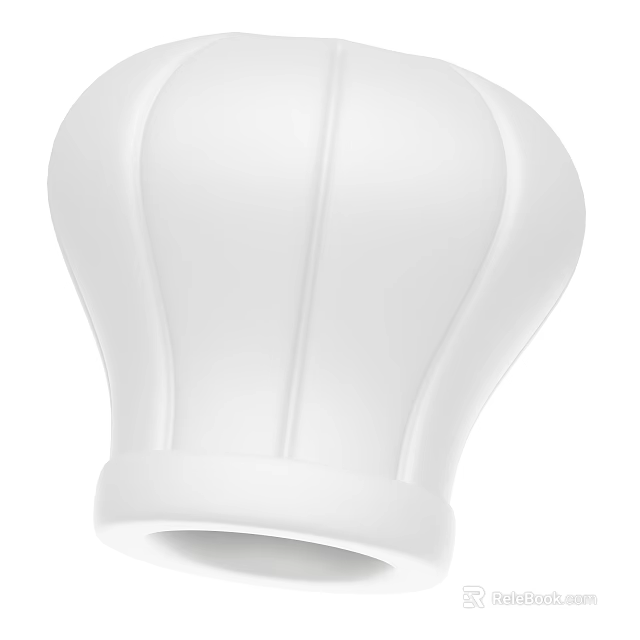 Classic White Chef Hat With Pleated Design For Professional Kitchen Cooking 3d model 