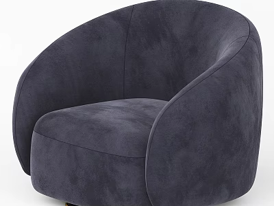 Modern Dark Blue Velvet Armchair with Rounded Curved Arms and Comfortable Design 3d model