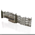 Modern Garden With Bamboo Fence And Stone Bridge In Landscape Design