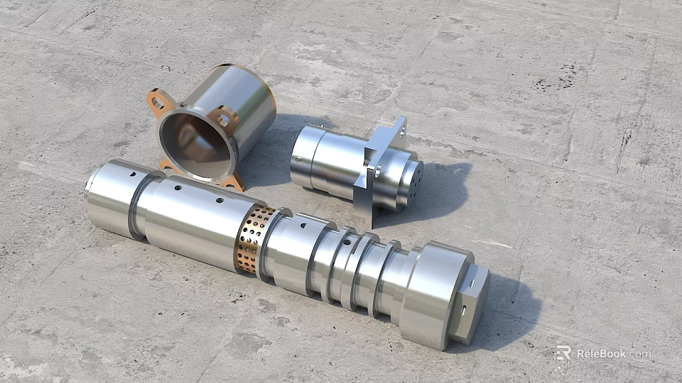 Precision Machined Industrial Metal Components With Cylindrical Flange Holes And Smooth Structures 3d model 