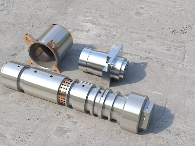 Precision Machined Industrial Metal Components With Cylindrical Flange Holes And Smooth Structures 3d model