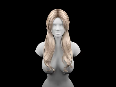 Game and Movie Character 3D Model With Long Blonde Wavy Center Parted Hair Upper Body 3d model