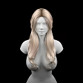 Game and Movie Character 3D Model With Long Blonde Wavy Center Parted Hair Upper Body