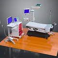 Advanced Medical Examination Table With Mobile Cart Digital Monitors And Equipment Stand