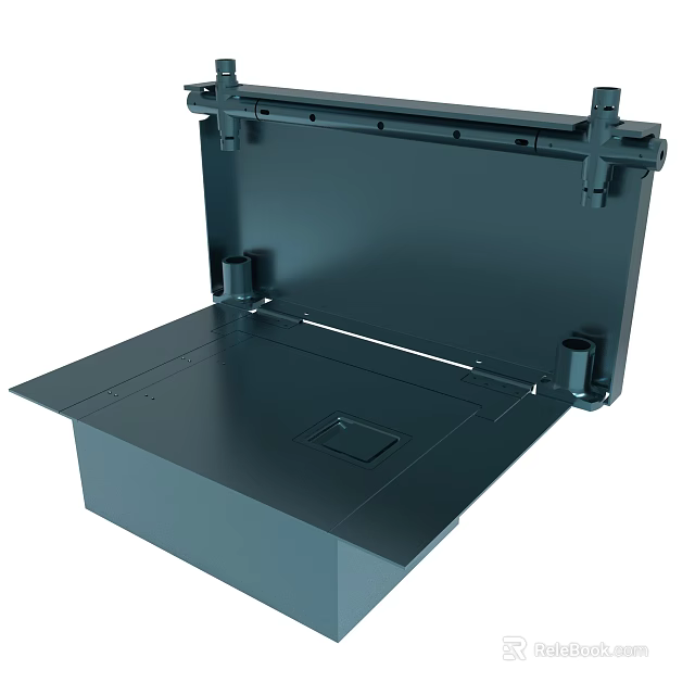 Sturdy Black Metal Enclosure With Mounting Bracket And Integrated Panel Design 3d model 