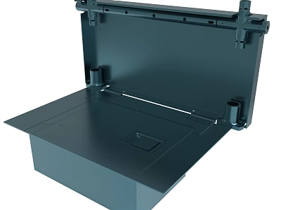 Sturdy Black Metal Enclosure With Mounting Bracket And Integrated Panel Design 3d model
