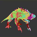 3D Model Of Fantasy Armored Reptile Character With Spiked Shell And Thick Limbs