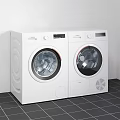 Two White Modern Washing Machines Side By Side With Digital Control Panels 3d model