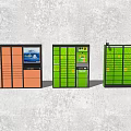 Colorful Public Facility Smart Lockers With Multiple Colors And Digital Operation Panels 3d model