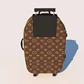 Brown Classic Pattern Trolley Suitcase with Black Handle and Wheels for Travel