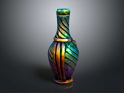 Colorful Decorative Ornament Set With Twisted Pattern And Iridescent Glaze Shiny Surface For Home Decor 3d model