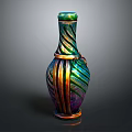 Colorful Decorative Ornament Set With Twisted Pattern And Iridescent Glaze Shiny Surface For Home Decor