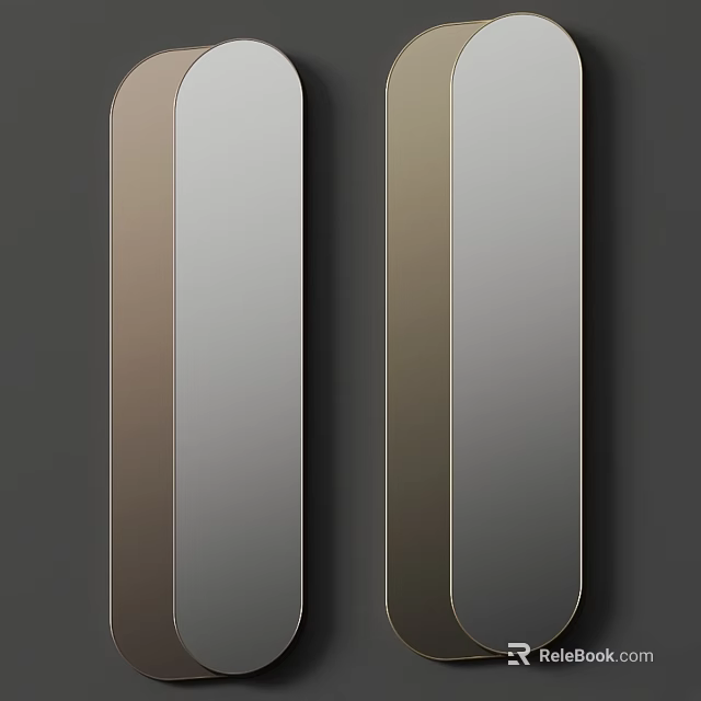 Modern Rectangular Mirrors With Sleek Metallic Frames For Home Wall Decor 3d model 
