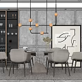 Modern Dining Table and Chair Combination 3d model